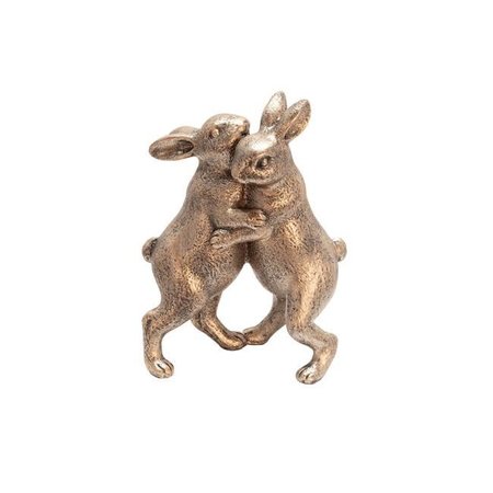 SAGEBROOK HOME Sagebrook Home 13004-06 7 in. Polyresin Bunnies Dancing Figurine; Bronze & Copper 13004-06